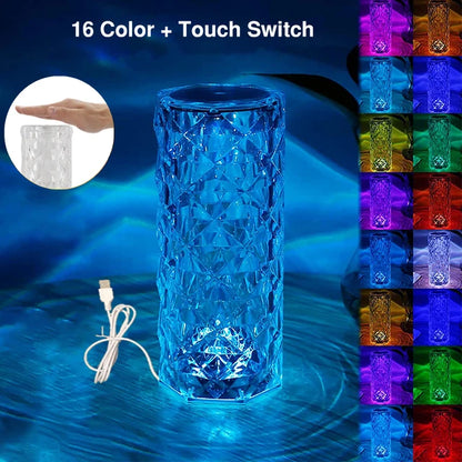 Crystal Table Lamp 16 Colors and Touch Switch