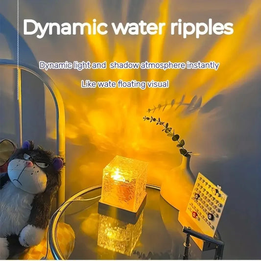 Water Ripple Projector Night Light Crystal Lamp