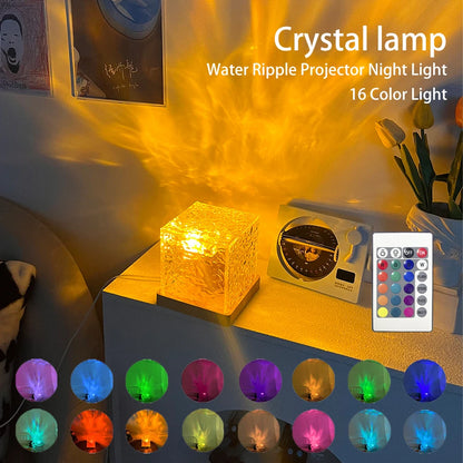 Water Ripple Projector Night Light Crystal Lamp