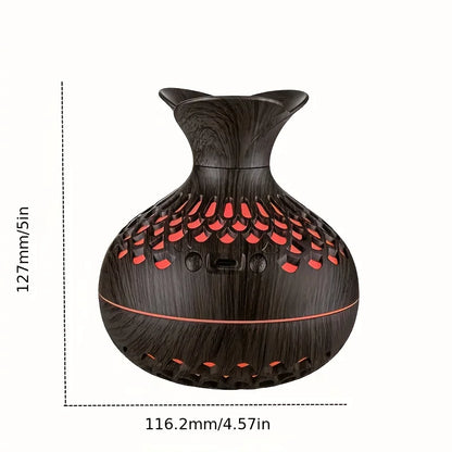 Wooden Vase Colorful Light Air Humidifier