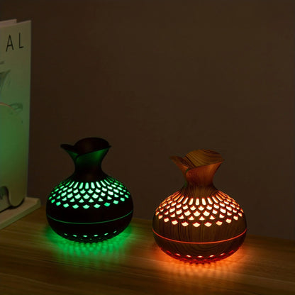 Wooden Vase Colorful Light Air Humidifier